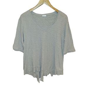 NWT Jethro Neiman Marcus Gray Gray Distressed Hem Asymmetrical Top Tshirt M